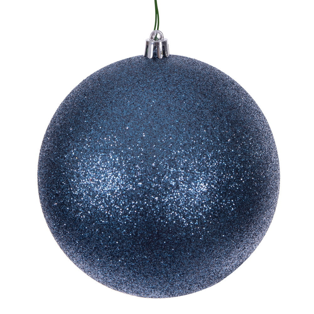 4" Shatterproof Ball Ornament - Denim Blue - Sequin 8" (Single)- Glitter — view 1