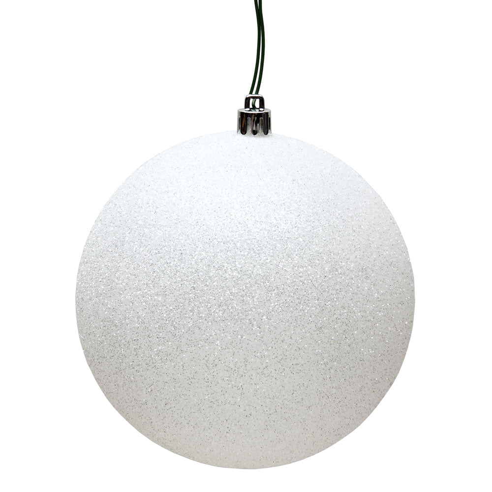 4" UV Treated Ball Ornament - White - Glitter - Set of 6 Glitter (UV) – Bag of 6 — view 1