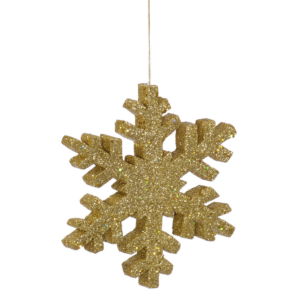 4" Outdoor Glitter Snowflake Ornament - Gold Gold- 8" — view 2
