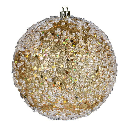4" Glitter Hail Ball Ornament - Gold - Set of 4 Gold — view 4