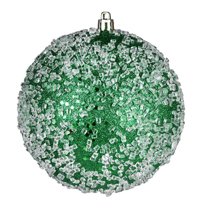 4.75" Glitter Hail Ball Ornament - Green - Set of 4 Green — view 4
