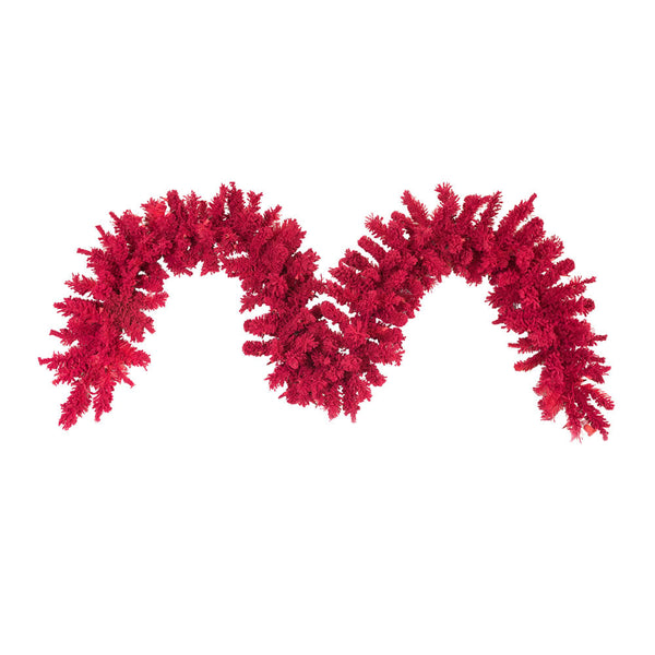 Designer Flocked Garland - Red and Lime Green - 9' x 14"