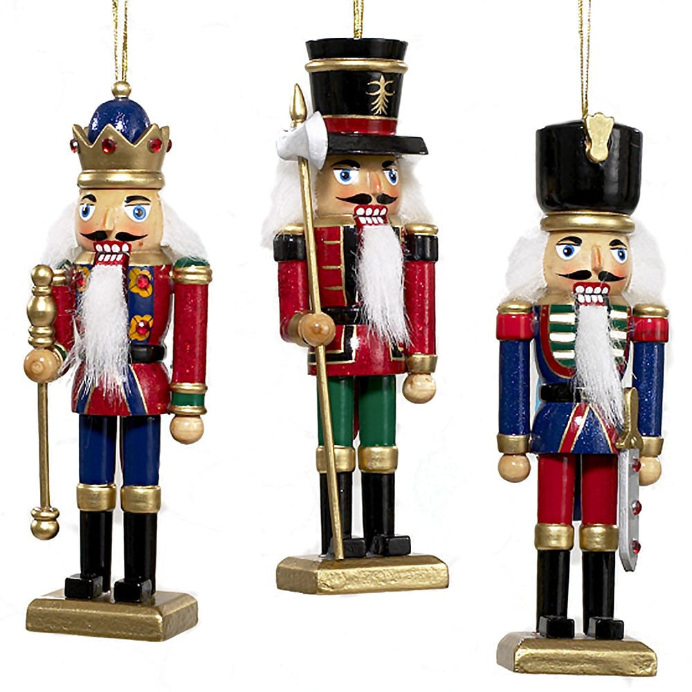 5" Wooden Nutcracker Ornament - Set of 3 — view 1