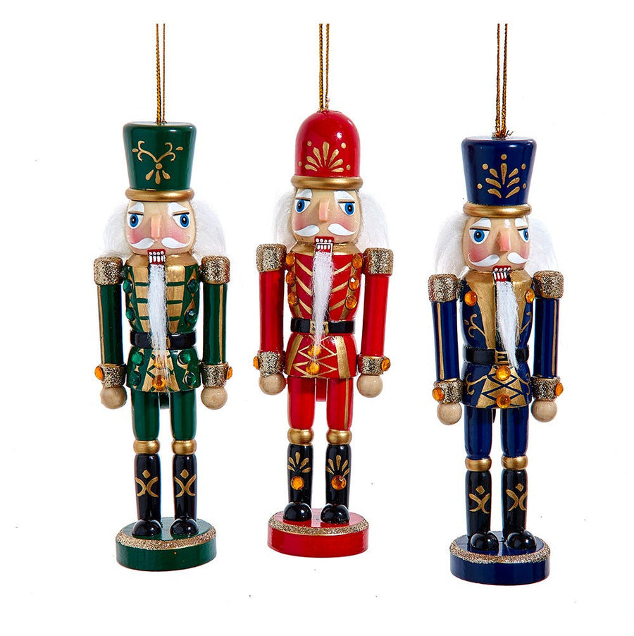 6" Wooden Soldier Nutcracker Ornament - Set of 3