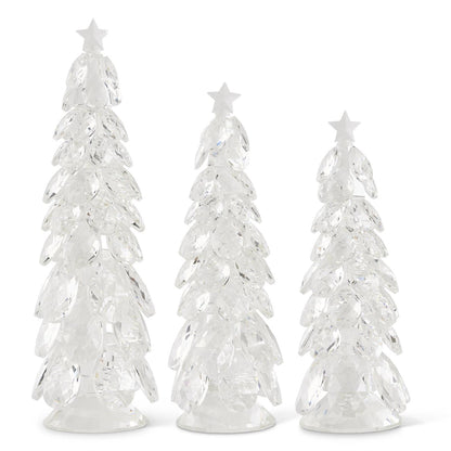 Crystal Tear Drop Christmas Trees w/Star - Set of 3 -  9", 11" and 12" Tall