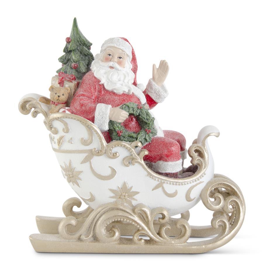 Santa in Sleigh - 12.75" - Glittered — view 1