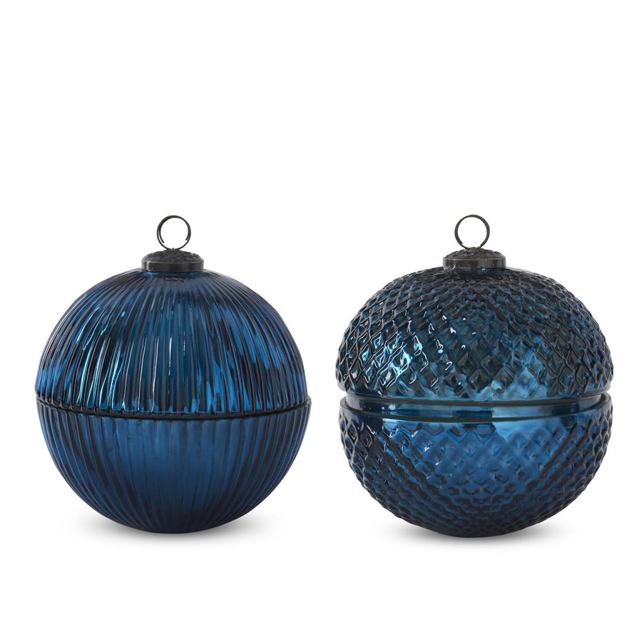 Mercury Glass Filled Ornament Candle - 7" - Blue Blue