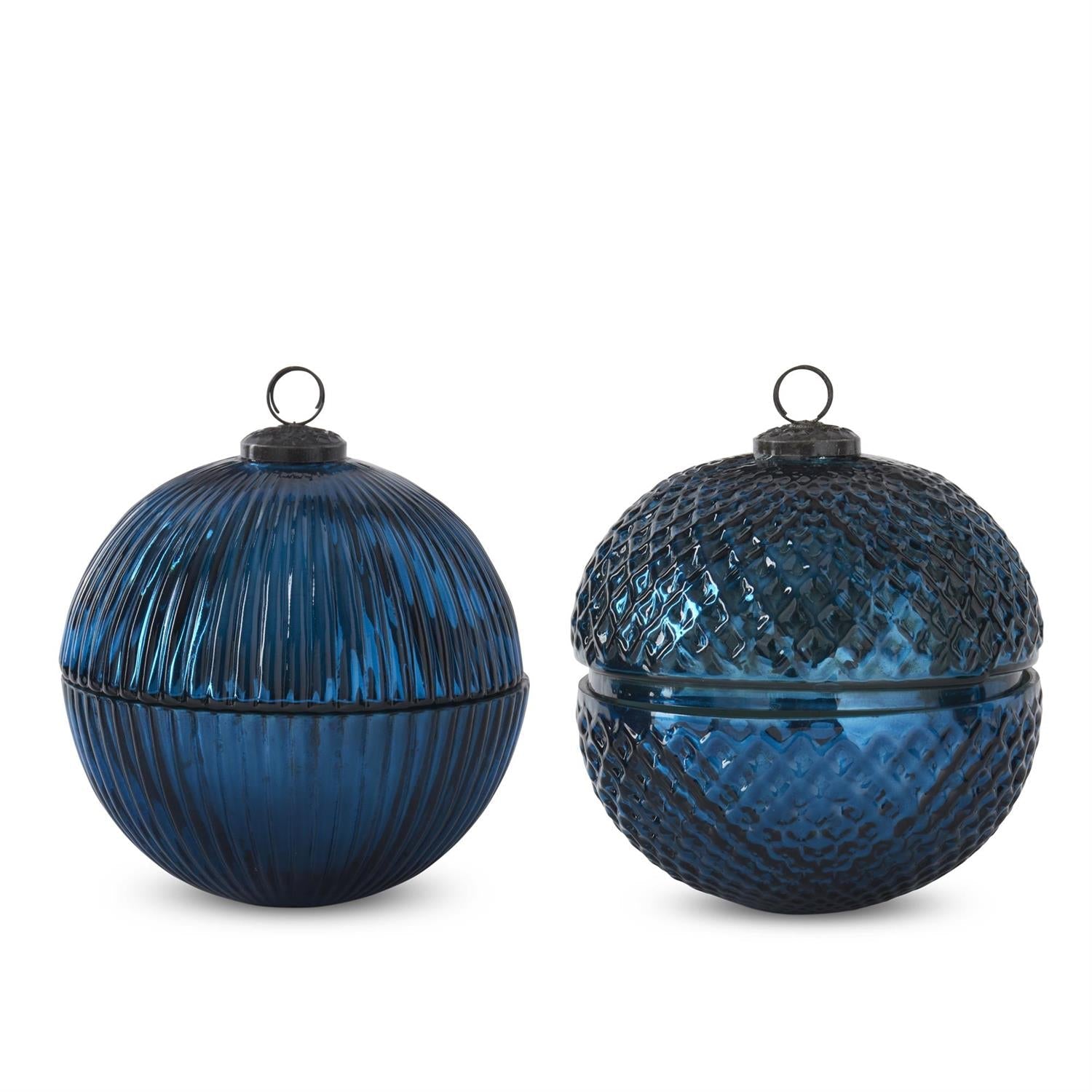 Mercury Glass Filled Ornament Candle - 7" - Blue Blue — view 1