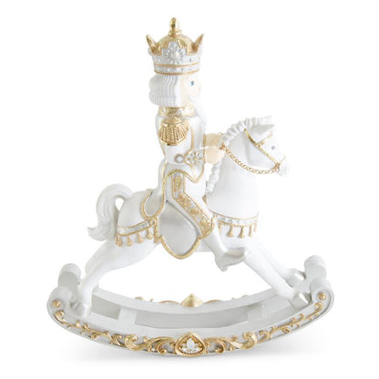 Nutcracker on Rocking Horse - 20" - White/Gold/Silver — view 1