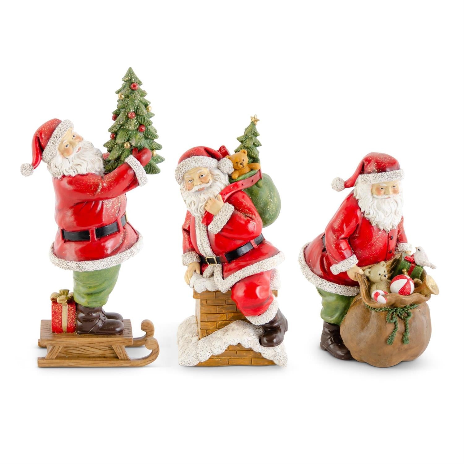 Traditional Santa Set - 7.5" to 4" - Glittered — view 1