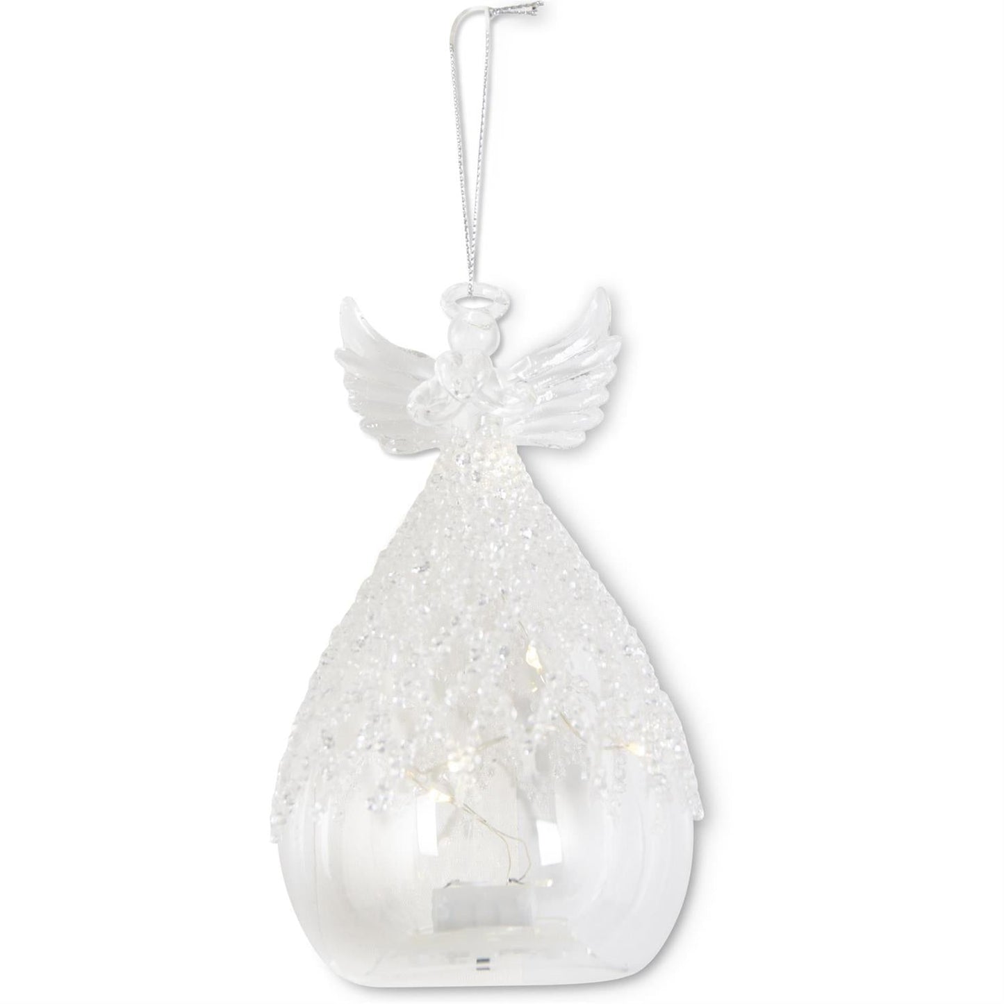 6.25" Clear Glass Beaded Angel Ornament — view 1