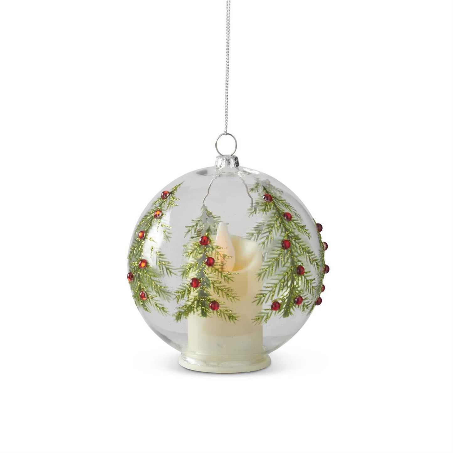 4" Hand-Painted Christmas Tree LED Glass Ornament — view 1