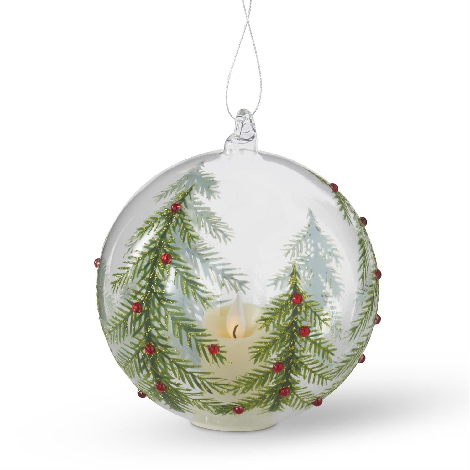 4" Hand-Painted Christmas Tree LED Glass Ornament — view 1
