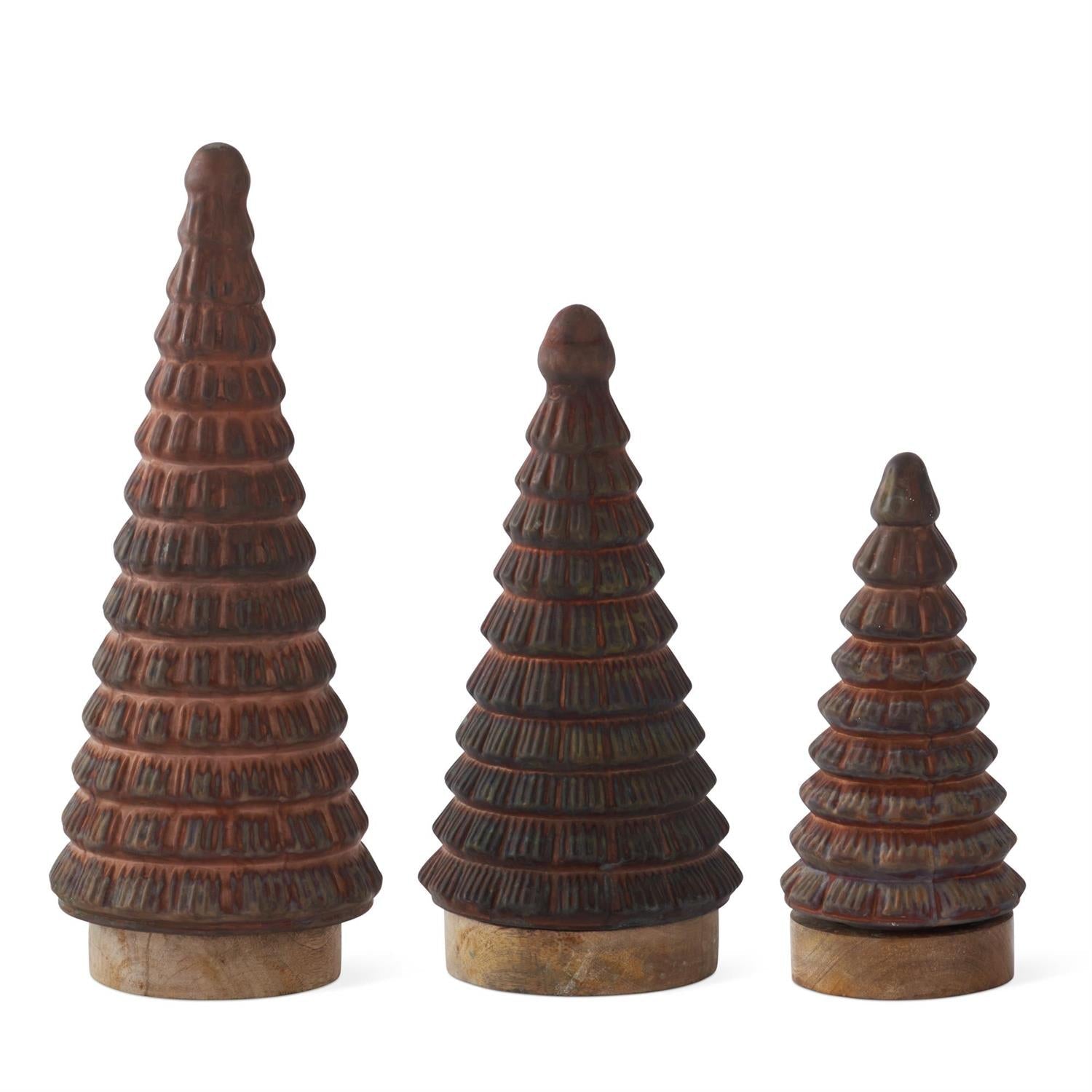 Brown Glass Christmas Tree Set - Set of 3 — view 1