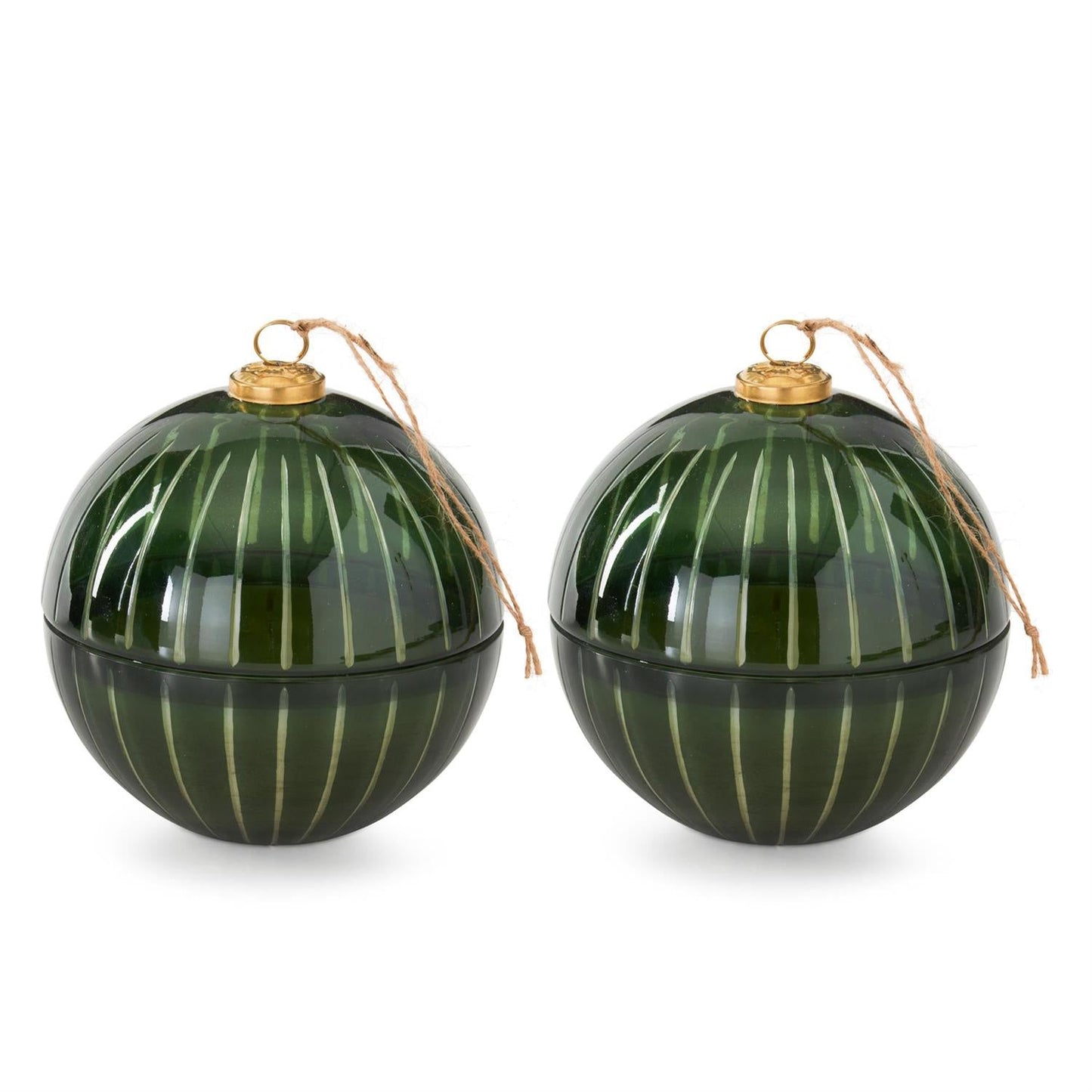 Green Etched Glass Ornament Candle - 7" — view 1