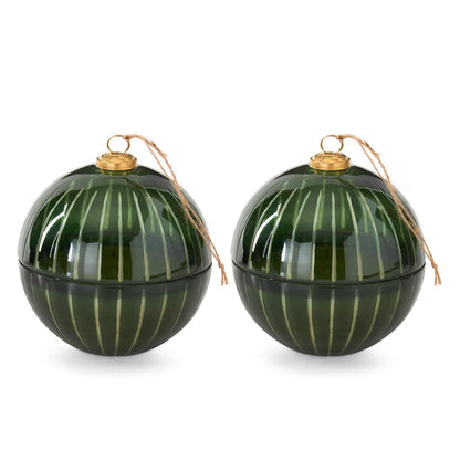 Green Etched Glass Ornament Candle - 7" — view 1