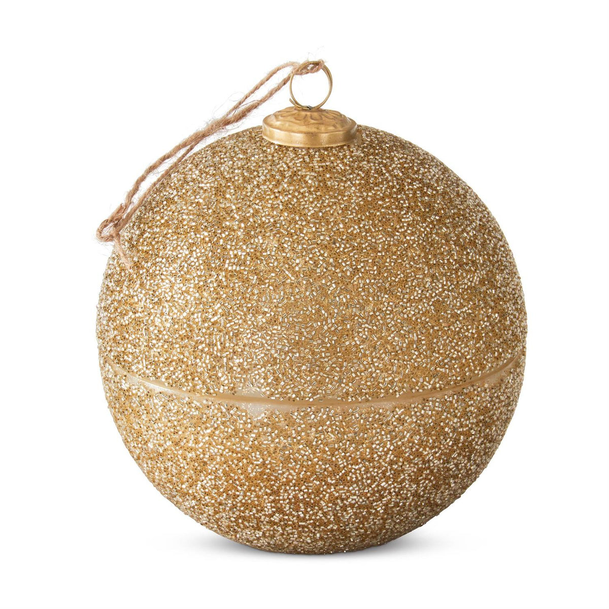 7.25 Inch Gold Glittered Ornament Candle