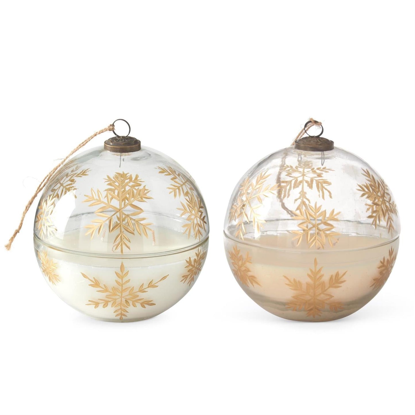 Clear Etched Gold Snowflake Filled Ornament Candle - 6.5" — view 1