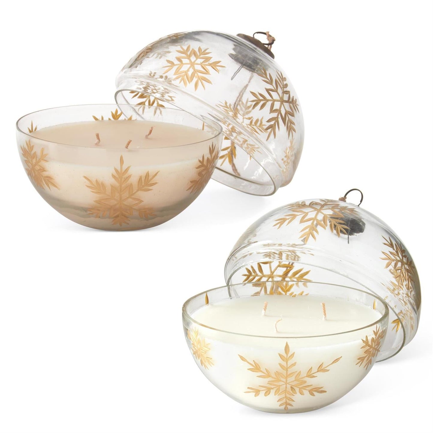 Clear Etched Gold Snowflake Filled Ornament Candle - 6.5" — view 2