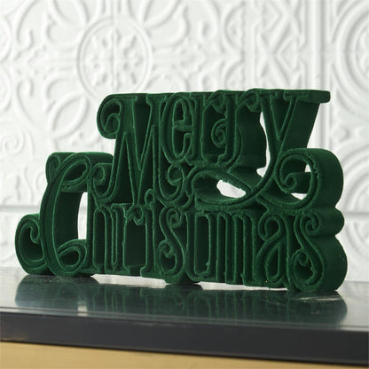 11.5 Inch Velvet Resin Merry Christmas Cutout