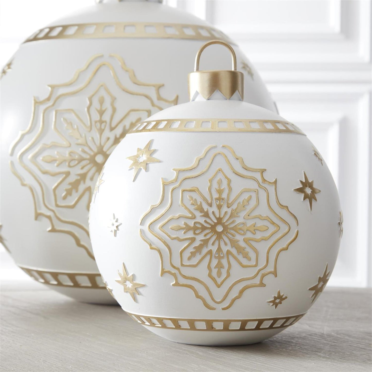 Decorative Ornament Set - 4" & 12" - White/Gold - Set of 2 — view 2