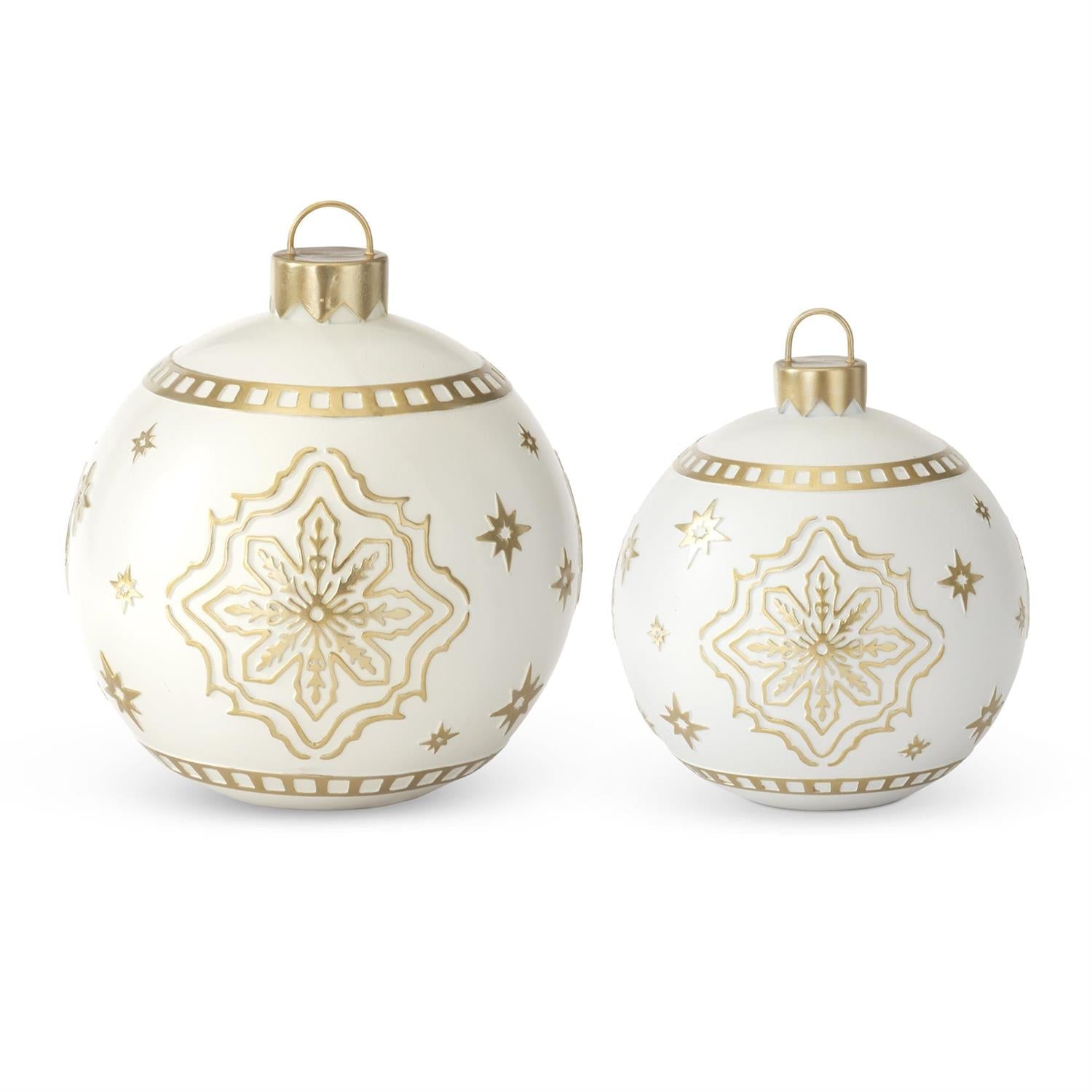 Decorative Ornament Set - 4" & 12" - White/Gold - Set of 2 — view 1