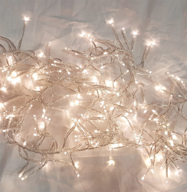 500 Light Twinkling Cluster Rice Light Set - Connectable - Transparent - Warm White