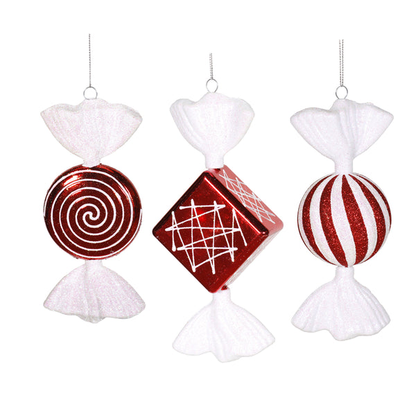 8" Peppermint Candy Assorted Ornament  - Set of 3