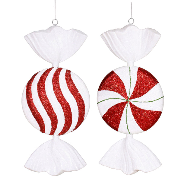 13" Peppermint Candy Assorted Ornament - Set of 2