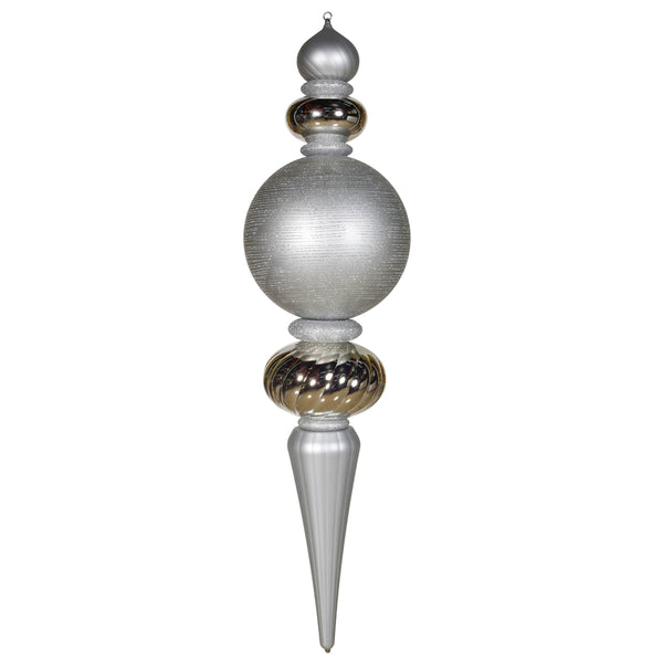 62" Silver Finial Shiny Matte Glitter Ornament