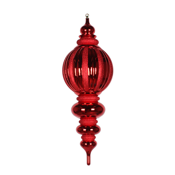 35" Red Shiny Glitter Finial Ornament