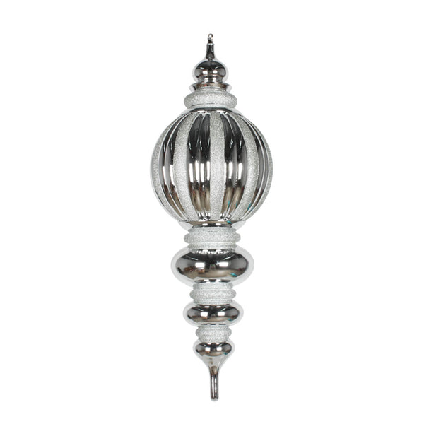 35" Silver Shiny Glitter Finial Ornament