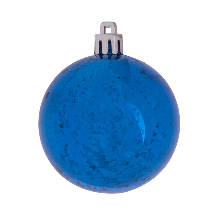 Bright blue 4.75" Shiny Mercury Ball - Set of 4, perfect for festive decorations and holiday cheer.