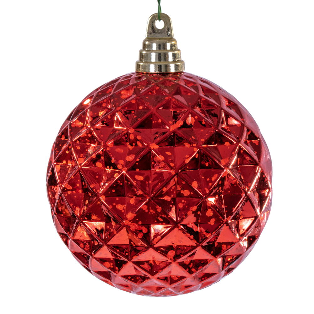 4" Diamond Mercury Ornament - Red - Set of 2 Red — view 2