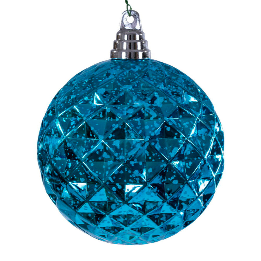 4.75" Diamond Mercury Ornament - Turquoise - Set of 4 Turquoise