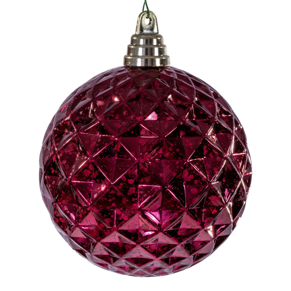 4.75" Diamond Mercury Ornament - Burgundy - Set of 4 Burgundy — view 2