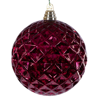 4" Diamond Mercury Ornament - Burgundy - Set of 2 Burgundy — view 2