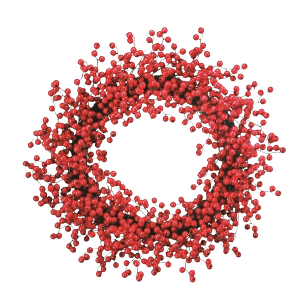 Waterproof Deluxe Berry Wreath 30" - Red
