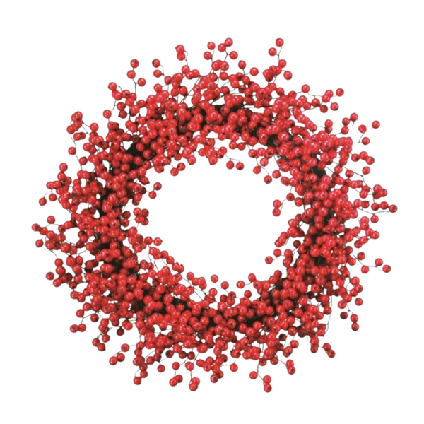 WATERPROOF DLX BERRY WREATH 30" - RED