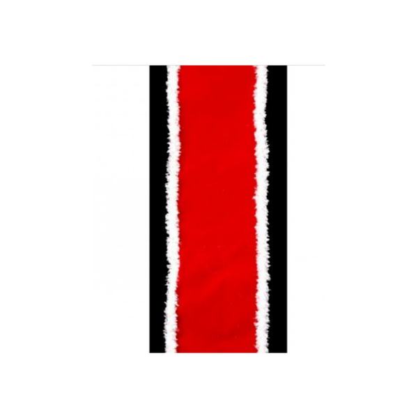 4" Ribbon - Velvet Fuzzy Edge - 10 Yard Roll - Red/White