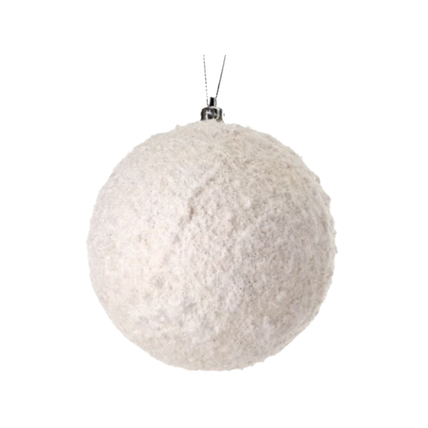 5" Frosted Texture White Snowball Ornament