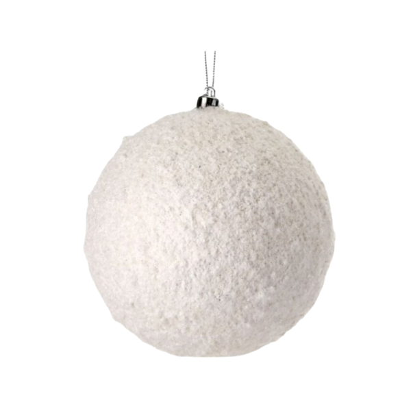 6" FROSTED TEXTURE SNOWBALL ORNAMENT