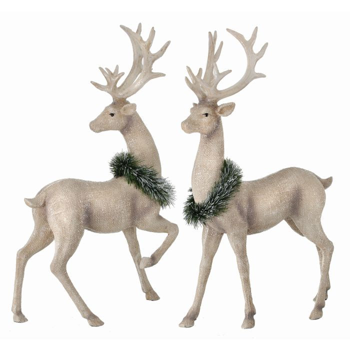 Deer with Frosted Burlap Finish - 14" - Set of 2 — view 1