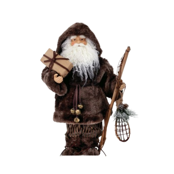 20" FUR LODGE SANTA W/SNOW SHOES"