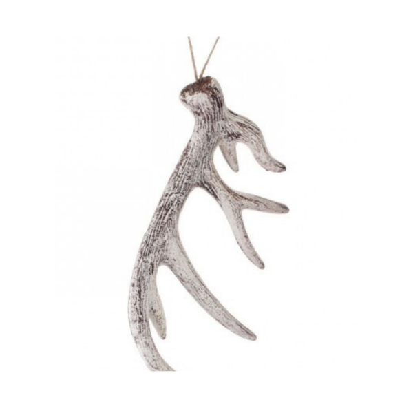 10" Plastic Glitter/Frost Deer Antler Ornament