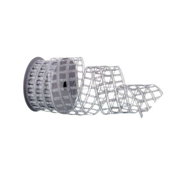 2.5"X10Y KNITTED METALLIC NET RIBBON" - SILVER