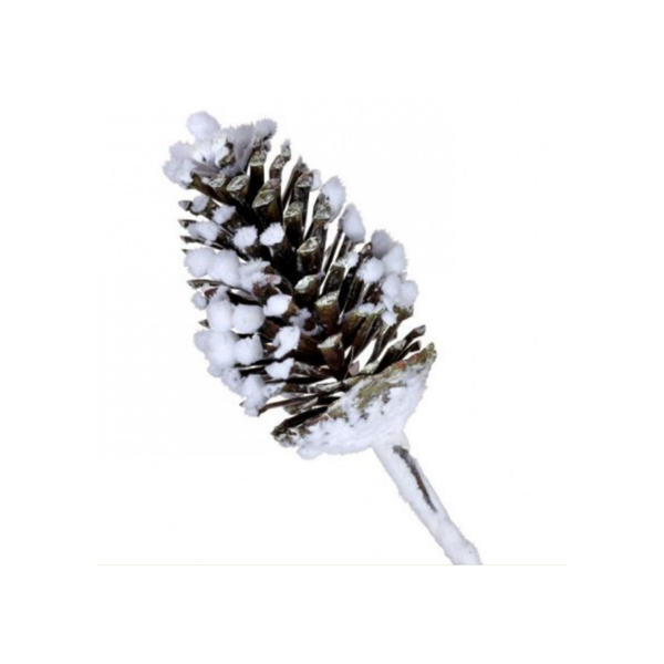 15" SNOWY PINECONE PICK"