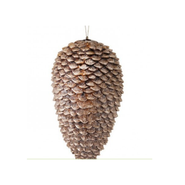 12" GLITTER SEQUIA PINE CONE ORNAMENT  - CHAMPAGNE