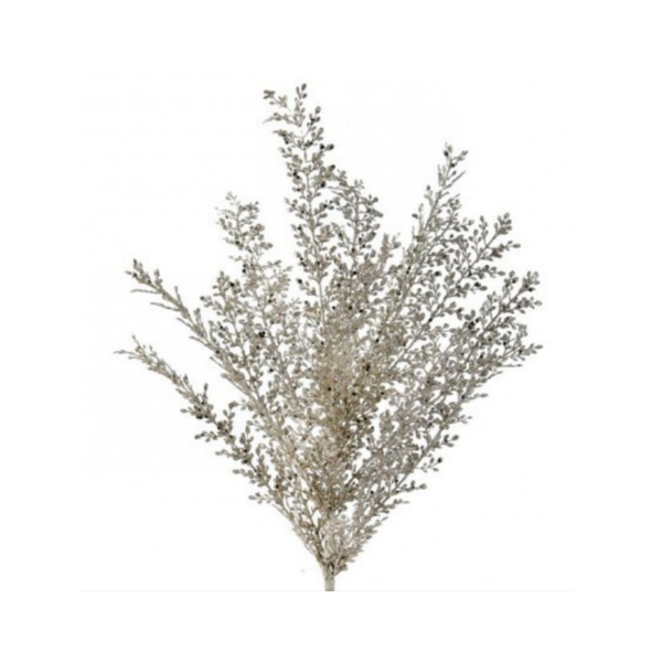 24" GLITTER/ SEQUIN ARTEMESIA BUSH  - PLATINUM