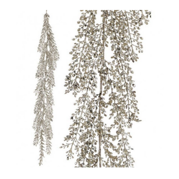 48" Glitter / Sequin Artemesia Garland  - Platinum